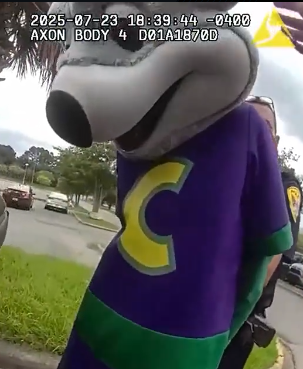 Jermell Jones, arrested for felony credit card fraud while working as the Chuck E. Cheese mascot.