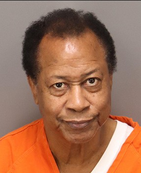Booking photo of Samuel Lee Thomas, charged with stalking, false report, and resisting arrest after repeated 911 misuse targeting a St. Petersburg neighbor.
