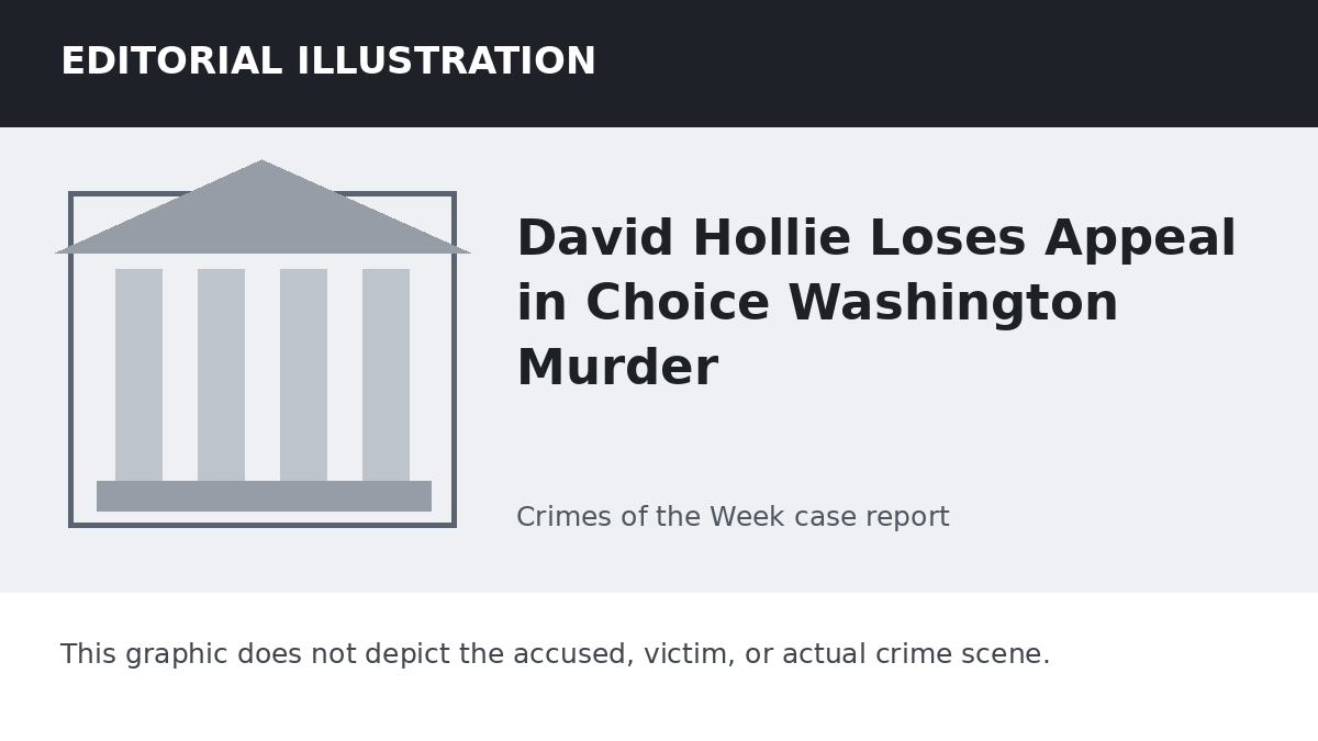 Editorial illustration representing the setting of the David Hollie Loses Appeal in Choice Washington Murder case. It does not depict the accused, victim, or actual crime scene.