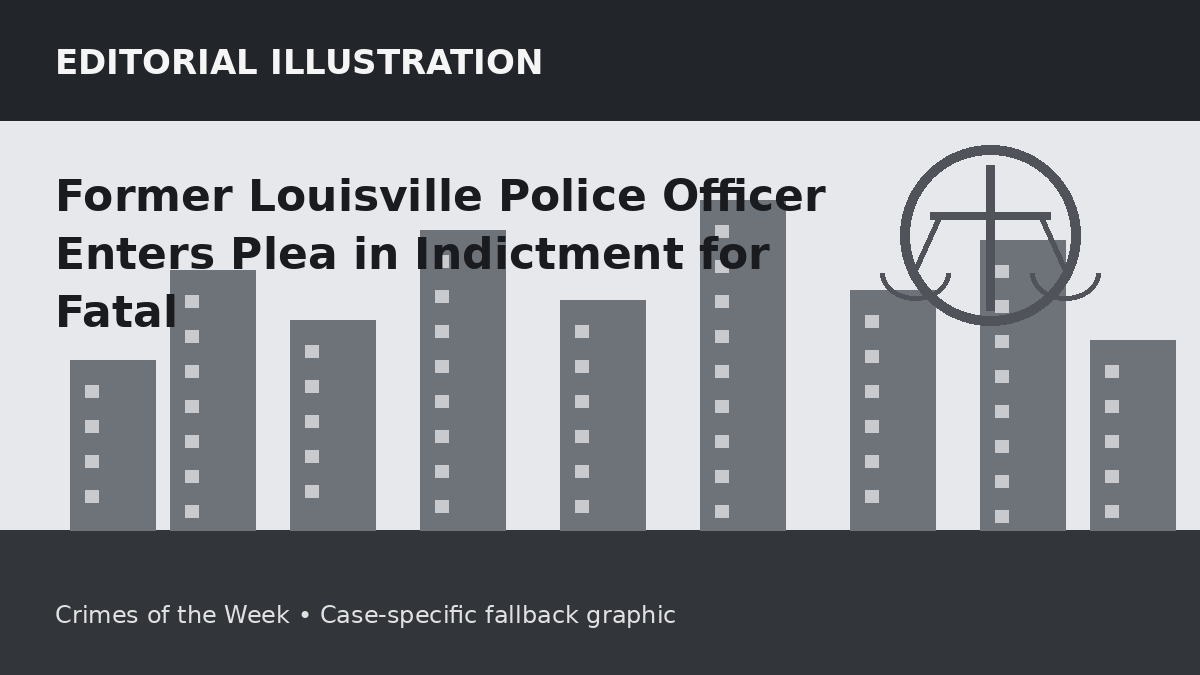 Editorial illustration representing the setting of the Former Louisville Police Officer Enters Plea in Indictment for Fatal case. It does not depict the accused, victim, or actual crime scene.