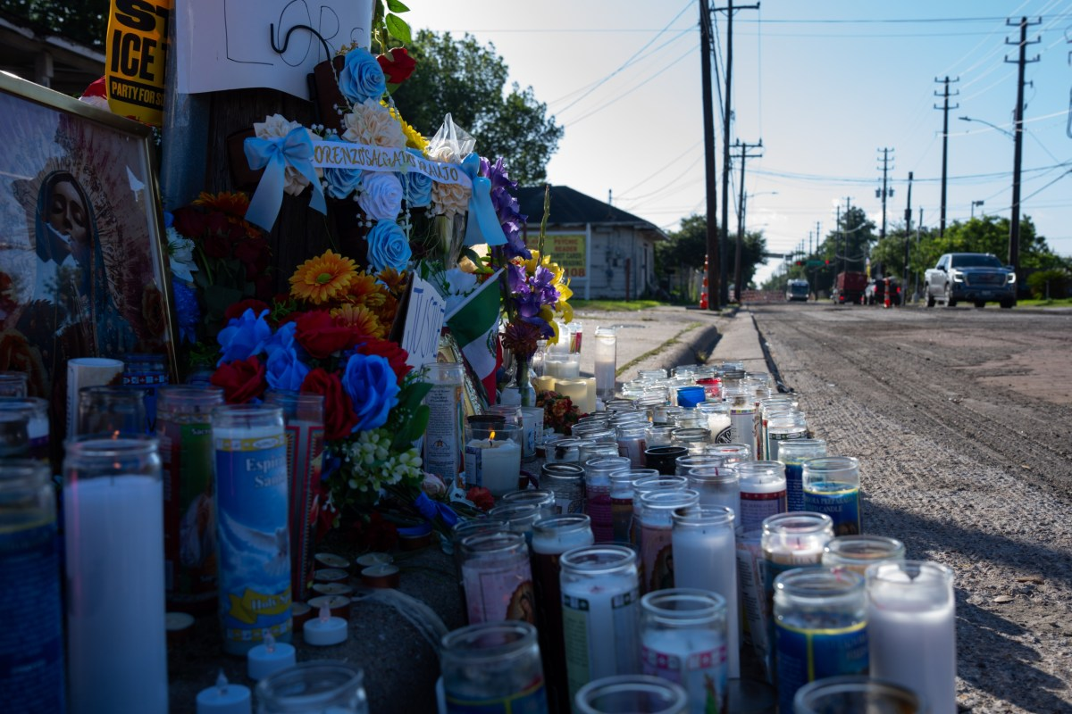 A memorial for Lorenzo Salgado Araujo, who was fatally shot by an immigration officer in Houston.