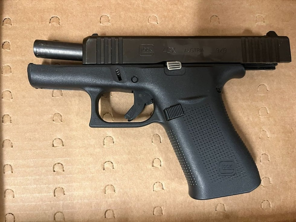 A gun that Portland police say they found in Hillsboro on July 10, 2026, after arresting a...